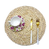 Round Corn Husk Weave Rattan Place Table Mats