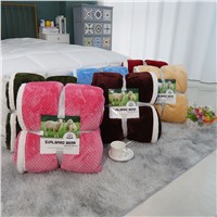 100%Polyester Wholesale Solid Flannel Luxury Lavish Home Throw Blanket Double Layer Sherpa