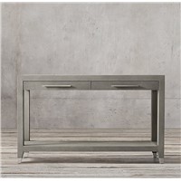 Rustic Wood 2-Drawer Living Room Console Table