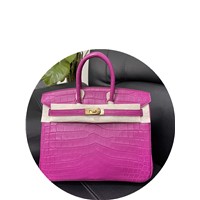 Nile Crocodile Platinum 25 Matte Pure Water Dyed Crocodile Leather Bag European &amp;amp; American Fashion Women's Handbag
