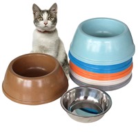 Manufacturer Wholesale 270ml Biodegradable Bamboo Dog Water Bowl Stainless Steel Pet Food Cat Bowl