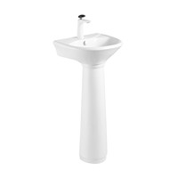 16-Inch 42cm Compact Design White Oval Porcelain Bathroom Mini Pedestal Sink Freestanding Wash Basin with Overflows