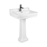 Rectangle Edwardian Ceramic Freestanding Lavatory Bathroom Pedestal Sink