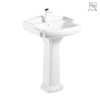 Traditional Design White Bathroom Vitreous China Ceramic Pedestal Sink