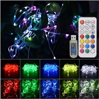 USB Remote Control Christmas Tree Lights LED Fairy 5M Digital RGB String Lights