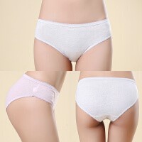 4-Pack of Disposable Cotton Underwear for Women, Pink & White, Skin-Friendly & Breathable (60 Bag)