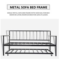 Single Metal Sofa Bed Frame with Side Rail for Bedroom Or Living Room Daybed for Adults &amp; Kids.