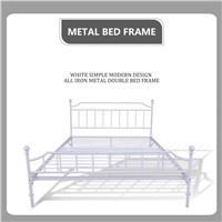 White Simple Modern Design All Iron Metal Double Bed Frame. Please Contact for Detailed Price