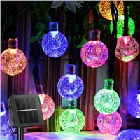 Olar String Lights Outdoor 100 LED Crystal Globe Lights Waterproof Solar Festoon Fairy Light for Garden Christmas Party