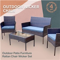 Home Decor Alvino Outdoor Patio Furniture Set 4 Piece Rattan Chair Wicker Set, Outdoor - Indoor Use Backyard, Porch, Gar