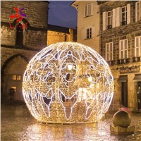Factory Price New Design Customized LED Lit up Luxury Giant Christmas Ball Motif Light