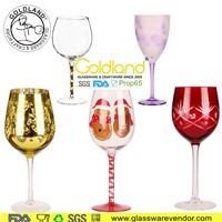 Colored Cut Glass Sets Etched Wine Goblet Engraved Shot Glasses