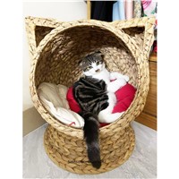 Water Hyacinth Wicker Pet Beds Cat House for Kitty &amp;amp; Tom