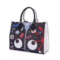 Stylish Girls College Trendy Combine White &amp;amp; Black Handbag Women Eye Theme Cute Bags