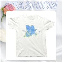 Laser Letter Logo Digital Perm Butterfly Logo Summer Short Sleeve T