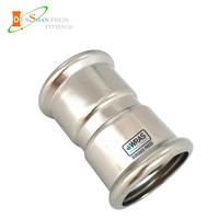 Press Fittings DVGW/WRAS Stainless Steel M Profile Equal Coupling 22mm for Water&amp;amp;Gases&amp;amp;Heating