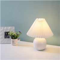 Pleated Ceramic Night Light Warm Desk Lamp