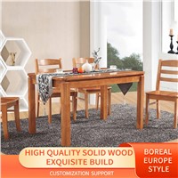 Scandinavian Solid Wood Dining Table &amp;amp; Chairs Minimalist Modern Rubber Wood Table &amp;amp; Chairs Set
