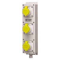 Mennekes 16A Yellow 3 Pole, 3 Gang Industrial Socket, 110V, IP44