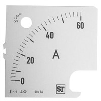 Sifam Tinsley Analogue Ammeter Scale, 60A, for use with 96 x 96 Analogue Panel Ammeter