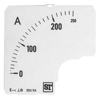 Sifam Tinsley Analogue Ammeter Scale, 250A, for use with 72 x 72 Analogue Panel Ammeter