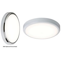 Knightsbridge, 20 W Round Daylight LED Bulkhead Light Wall Mount, Opal, 230 V, Polycarbonate, IP44, with White