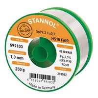 Stannol 1mm Wire Lead Free Solder, +227C Melting Point