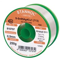 Stannol 0.5mm Wire Lead Free Solder, +217C Melting Point