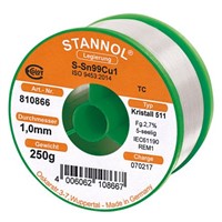 Stannol 1mm Wire Lead Free Solder, +227C Melting Point