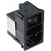 Schurter,1A,125 V ac, 250 V ac Male Panel Mount Filtered IEC Connector 2 Pole KMF0.2113.11 ,Quick Connect 2 Fuse
