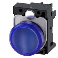 Siemens, SIRIUS ACT, Panel Blue LED Indicator, 22.3mm Cutout, IP66, IP67, IP69, IP69K, Round