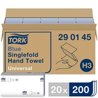 Tork Blue Singlefold Hand Towel Universal Folded Blue 115 x 225 (Folded) mm, 230 x 225 (Unfolded) mm Paper Towel, 200