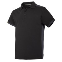 Snickers AllroundWork Black/Grey Men's Cotton, Polyester Short Sleeved Polo, UK- L, EUR- L