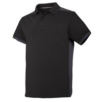 Snickers AllroundWork Black/Grey Men's Cotton, Polyester Short Sleeved Polo, UK- M, EUR- M