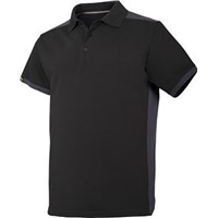 Snickers AllroundWork Black/Grey Men's Cotton, Polyester Short Sleeved Polo, UK- S, EUR- S