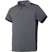 Snickers AllroundWork Grey/Black Men's Cotton, Polyester Short Sleeved Polo, UK- L, EUR- L