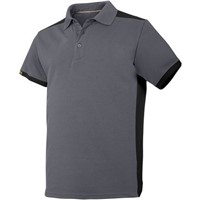 Snickers AllroundWork Grey/Black Men's Cotton, Polyester Short Sleeved Polo, UK- M, EUR- M