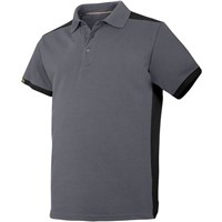 Snickers AllroundWork Grey/Black Men's Cotton, Polyester Short Sleeved Polo, UK- S, EUR- S
