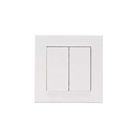 White Panel Mount Light Switch Pure White, 1 Way Screwless, 2 Gang IP20 2