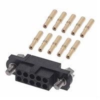 M80 Connector Kit Containing 10 Barrel Crimp Contacts Loose, Crimp Shell, Housing with Hexagonal Slotted Jackscrews