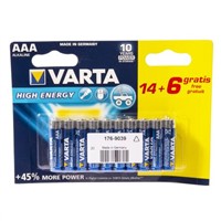 New Varta High Energy Alkaline AAA Battery 1.5V -20 Pack