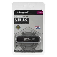 New Integral Memory 128 GB Crypto Dual USB Flash Drive