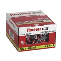 New Fischer Fixings Nylon Masonry Fixing, fixing hole diameter 8mm, length 40mm