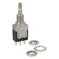 New NKK Switches Single Pole Double Throw (SPDT) On-On Push Button Switch, 6.35 (Dia.)mm, Central Fixing With Metal Lock