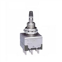 New NKK Switches Double Pole Double Throw (DPDT) On-(On) Push Button Switch, 6.5 (Dia.)mm, Central Fixing With Metal Lock