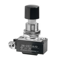 New NKK Switches Single Pole Single Throw (SPST) Off-(On) Push Button Switch, 12.5 (Dia.)mm, Central Fixing With Metal Lock