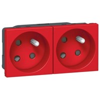 Legrand Red 2 Gang Plug Socket, 16A, Type E - French