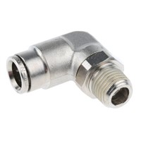 Norgren Threaded-to-Tube Swivel Elbow Adaptor R 1/4 to Push In 10 mm, PNEUFIT Series, 18 bar