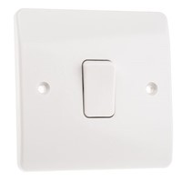 White 10 A Flush Mount Plate Light Switch MK White 7 mm, 2 Way Screwed Semi Gloss, 1 Gang BS Standard, 250 V ac 86mm