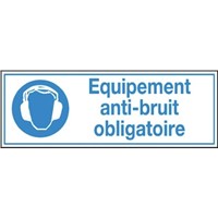 Brady PET Mandatory Wear Ear Protection Sign with French Text, 297 x 105mm